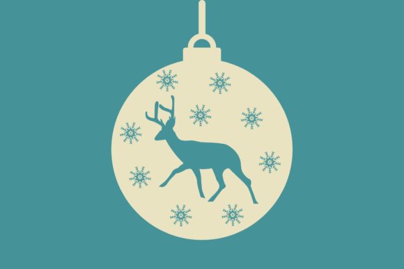 Christmas Ball Decoration with Deer Illustrations