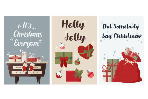 Christmas Card with Present Box Illustrations