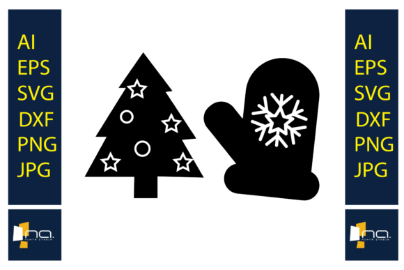 Christmas Tree and Gloves Star Illustrations