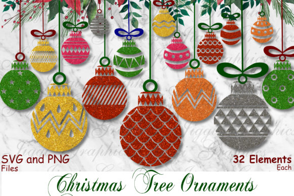 Christmas Tree Ornament Clip Art Set for Seasonal Branding
