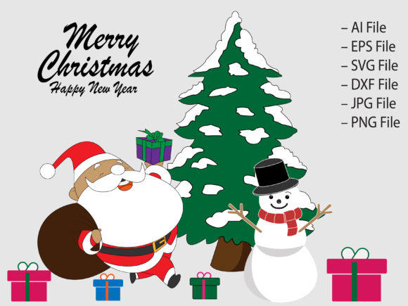 Merry Christmas New Year Greeting Card Illustrations