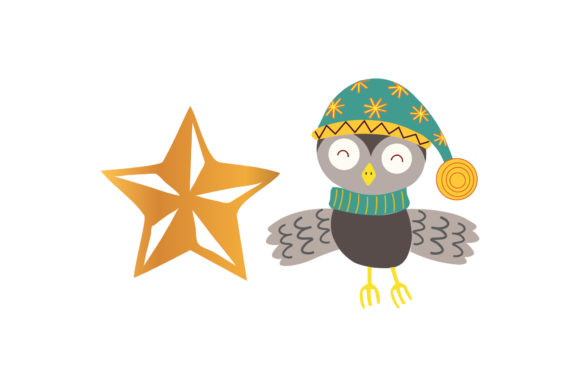 Owl Tree Topper Christmas Set Illustrations
