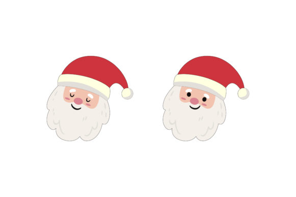 Santa Head Set Christmas Illustrations