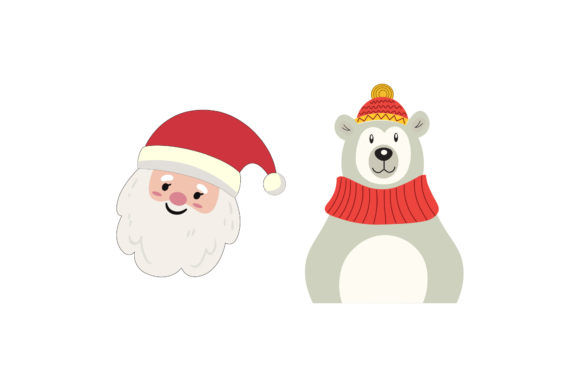 Santa Polar Bear Christmas Set Illustrations