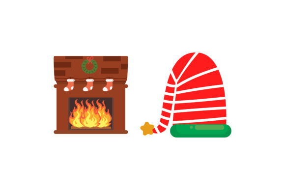 Santa’s Hat Chimney Christmas Illustration