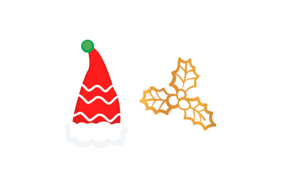Santa’s Hat Mistletoe Christmas Set Illustrations