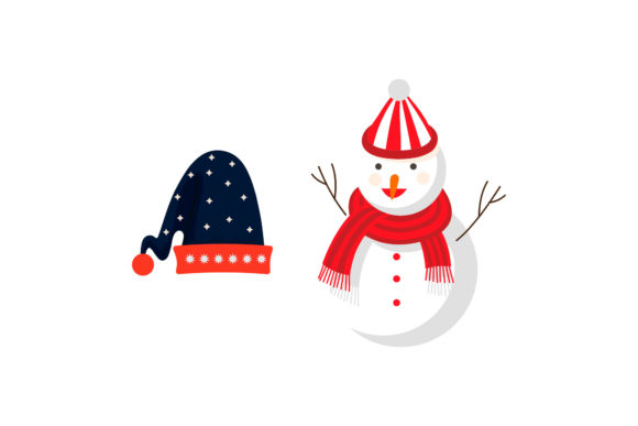 Snowman Santa s Hat Christmas Set Illustrations