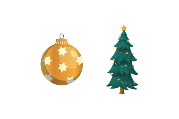 Tree Ornament Icons Christmas Set